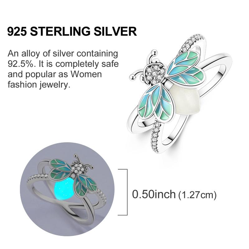 Original Rings 925 Silver Simple Sparkling Heart Bow Dragon Firefly Star Moon Ring for Women Girls Wedding Jewelry Gift
