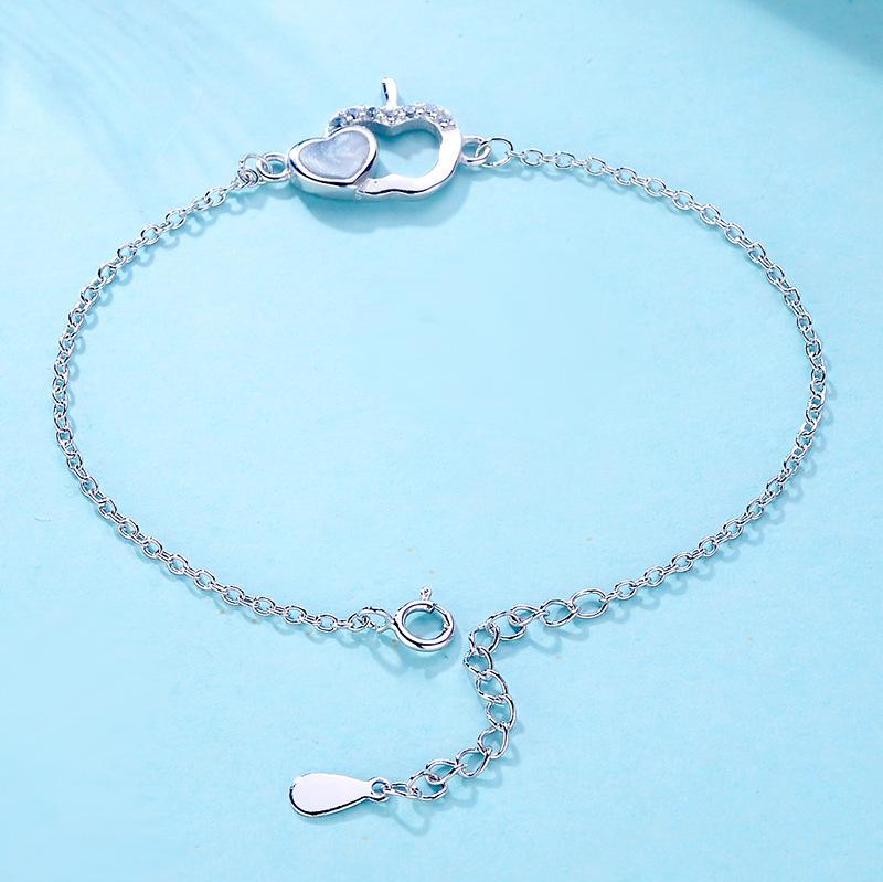 Diamond Encrusted Apple Bracelet with Stylish and Creative Moonstone Jewelry for Ladies