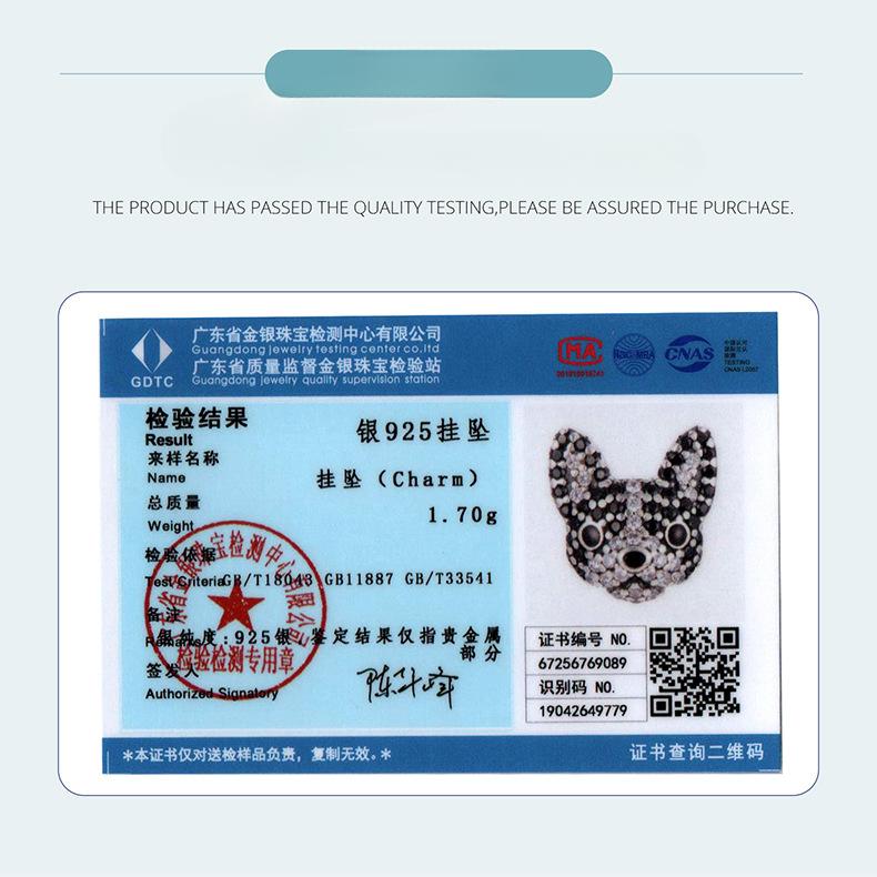 S925 Sterling Silver Boston Dog Beaded Accessories, Exquisite Three-Dimensional Black And White Zircon Beads Loose Beads