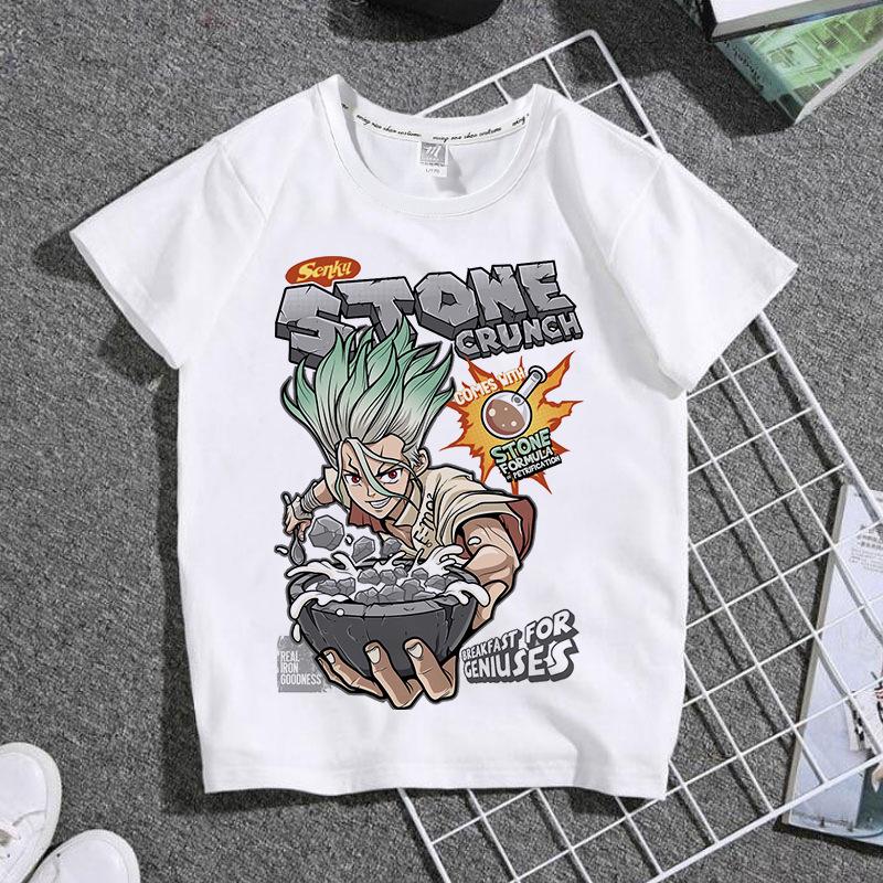 Модная детская футболка с рисунком Stone Era Dr Stone и графическим принтом, летние свободные белые женские топы с короткими рукавами, мужские футболки