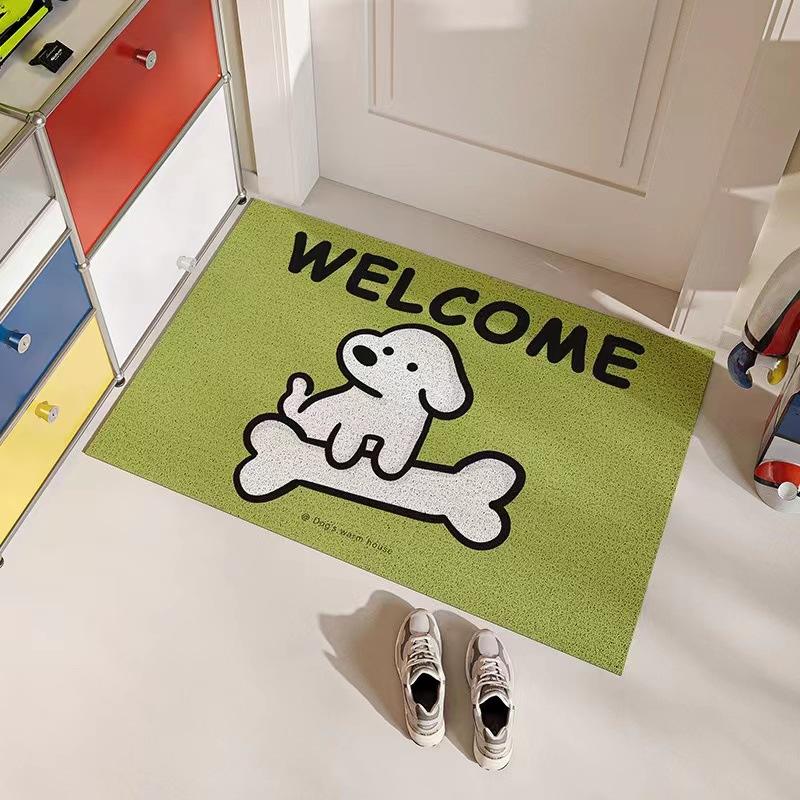 Cute Cartoon Dog Welcome Entrance Doormat Anti-slip PVC Floor Mat Entry Porch Hallway Entryway Home Decor Dust Removal Carpet