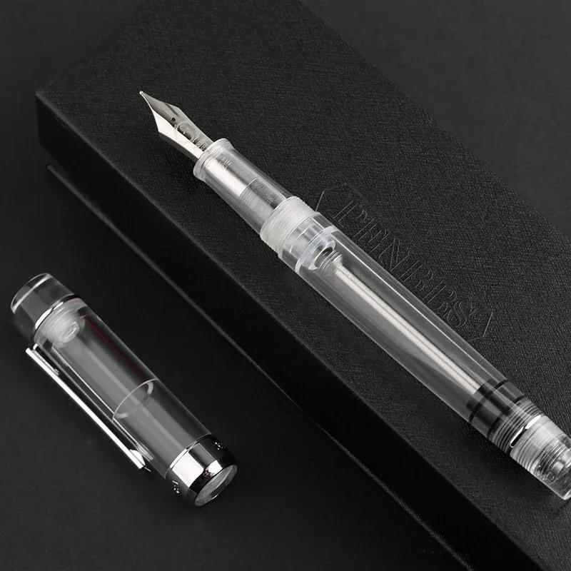 Маджонг Резин Penbbs 355 Перьевая ручка Акриловый дизайн Прозрачная Большой размер Иридиевый F 0.5мм Перо Чернильная ручка Офисный Подарок Школьная Письменная