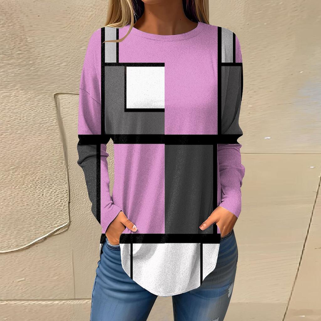 Футболки для женщин, осенние повседневные рубашки с длинными рукавами, толстовка с ретро-принтом, топ, пуловер