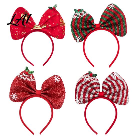 Big Bow Hairband for Christmas Headband Women Girls Striped Sparkly Huge Gift Girls Hair Accessory Holiday Party Costume Xmas New Year Eve
