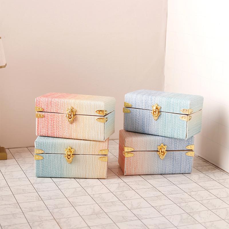 1:12 Dollhouse Miniature Suitcase Vintage Leather Luggage Box Storage Box Home Model Decor Toy Doll House Accessories