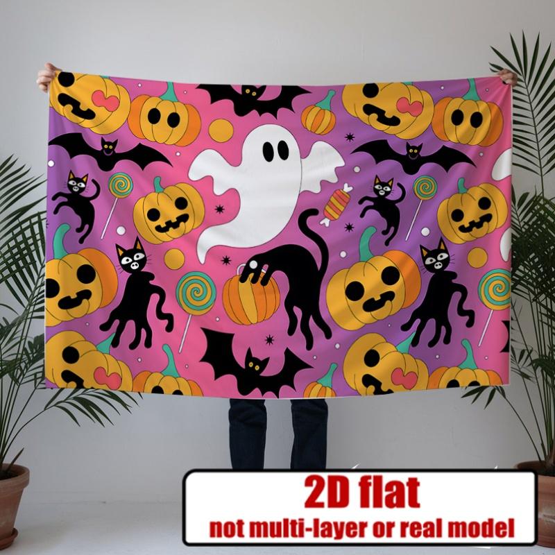 Halloween Backdrop Pumpkin Ghost Cat Bat Party Wall Decor