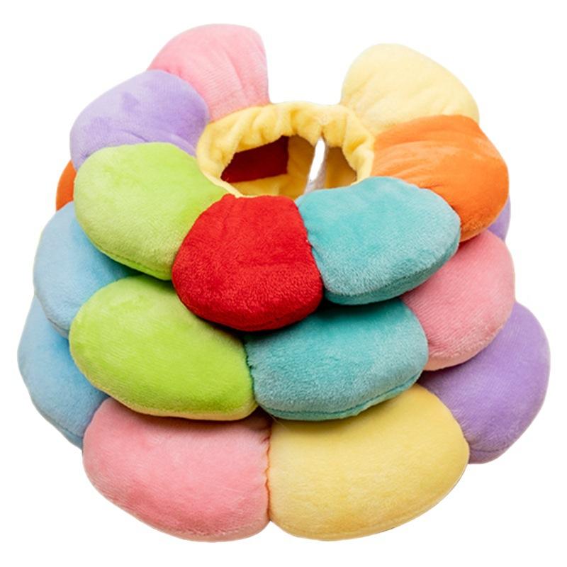 Soft Cotton Sunflower Elizabeth Collar Cute Plush Anti Licking Recovery Neck Cover for Cats Small Dogs Post Surgery Wound Protective Headgear