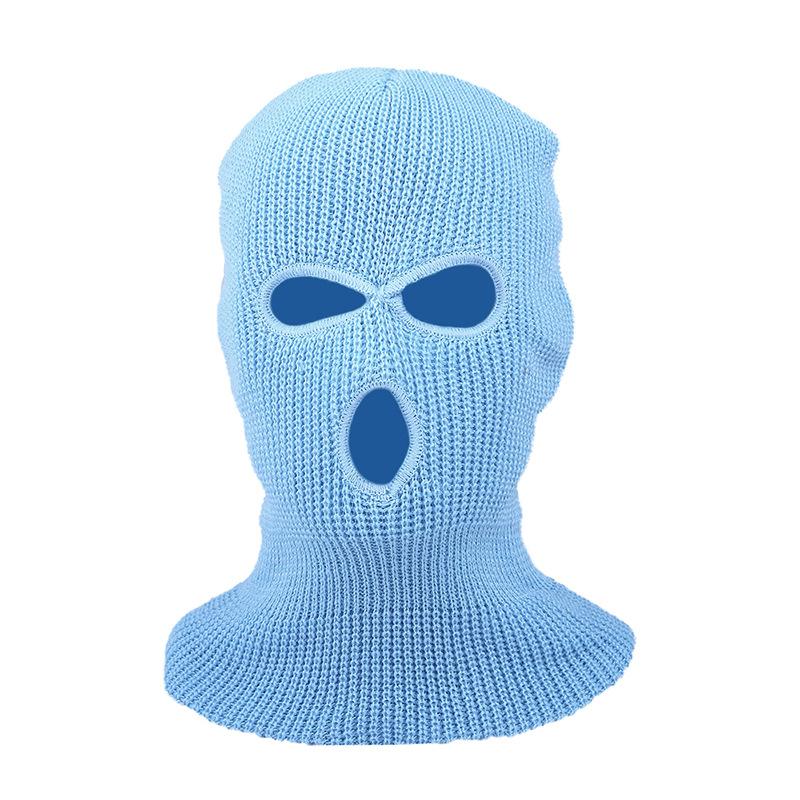 Зимняя шапка-балаклава с 3 отверстиями, вязаная анфас, гетра для лыжного шеи, теплая вязаная шапка для занятий спортом на открытом воздухе, лыжная маска с вышивкой крестиком