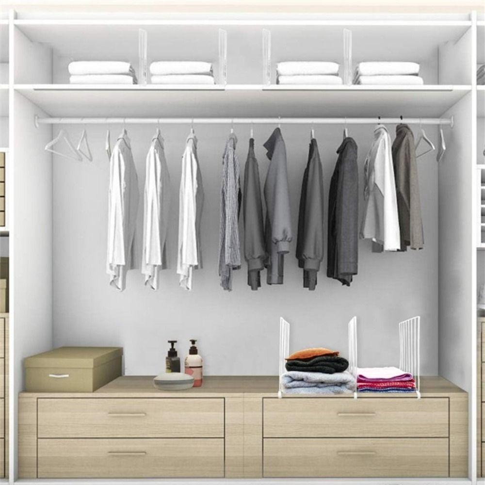 Metal Closet Divider White Closet Separator Space Saving Wardrobe Divider  For Clothes
