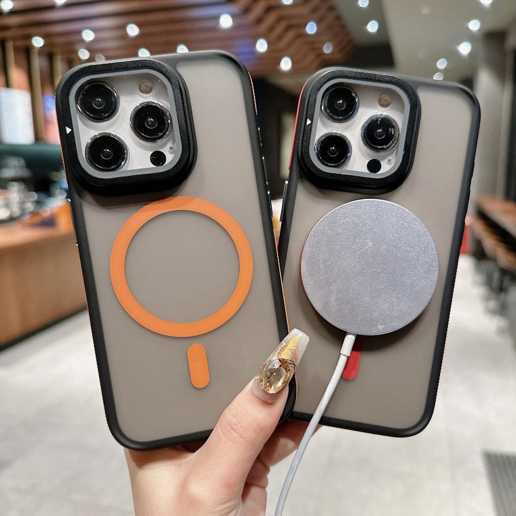 For iPhone 16 Pro Max Magnetic Case Skin-Touch TPU Acrylic Phone Back Cover with Lens Protector Kickstand