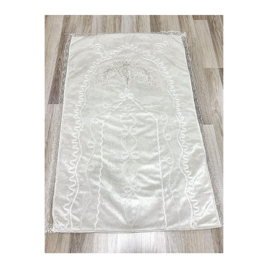 3 Pcs French Laced Embroidered Velvet Dowry Bridal Set Prayer Mat