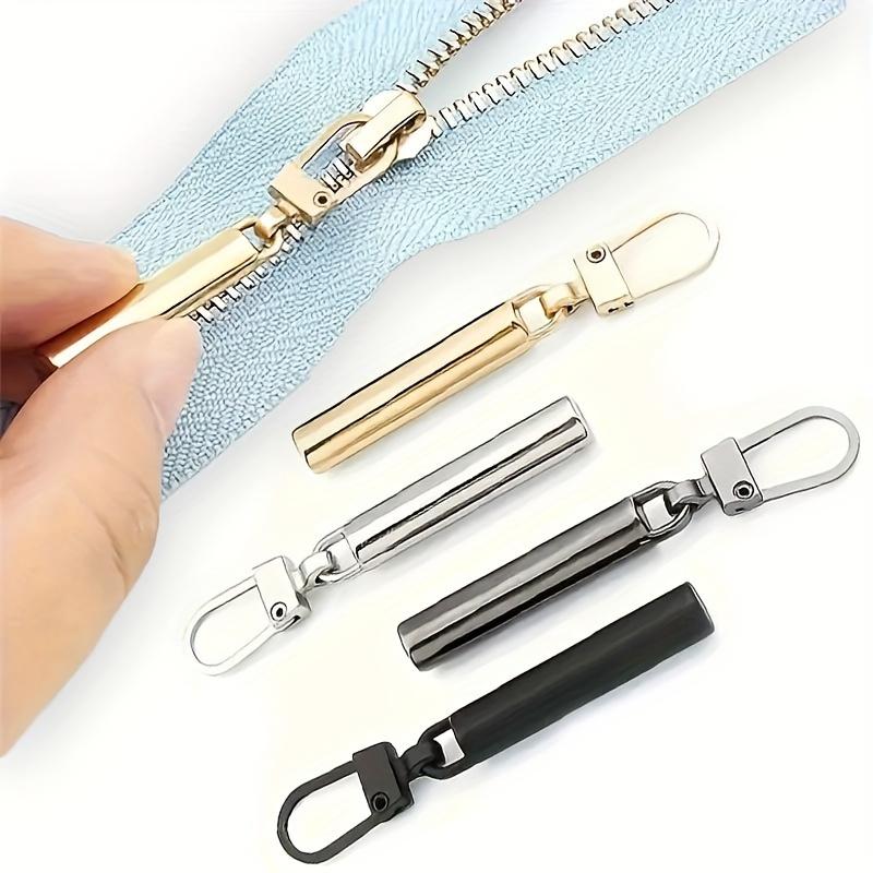4 Pcs Universal Detachable Metal Zipper Pull Tabs Tool Free Replacement for Luggage Clothes Jackets Shoes and Boots Small Hole