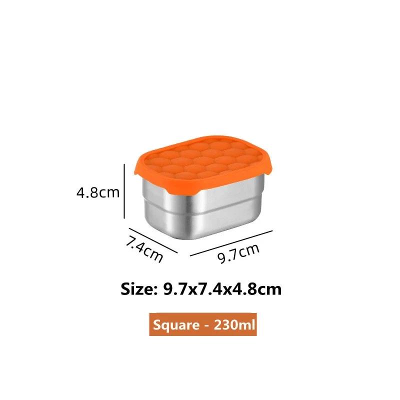 304 Stainless Steel Lunch Box Refrigerator Fresh Keeping Box with Silicone Lid Food Storage Containers Bento Kitchen Organizer