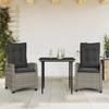 VidaXL 3-piece Garden Dining Set with Cushions Grey 3212782