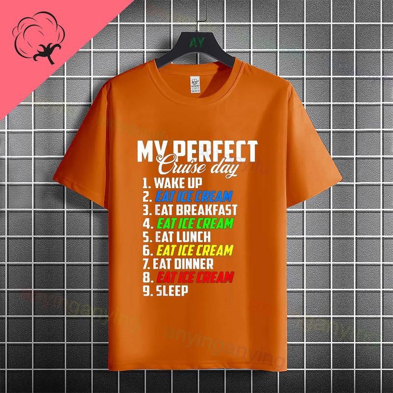 Funny My Perfect Cruise Day Graphic Tshirt for Unisex Unisex Casual Fashion Short Sleeve Pure Cotton Tshirt for Family Trip Wear