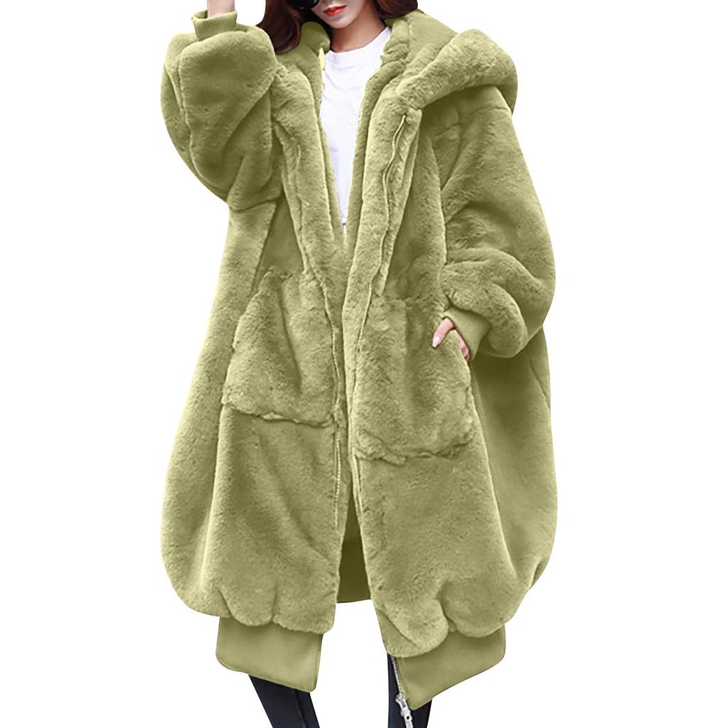 Fashion Casual Women's Sheep Shearing Stitching Coat Women's Mid-length Wool Coat