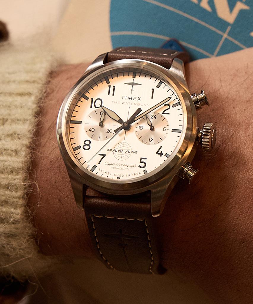 Taimaegseu X Pan Am Waterbury Ace Chronograph Men'S Wristwatch 41Mm