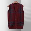 Men's Sweater Cardigan Vest Sleeveless Knit Vest Autumn and Winter New Casual Fashion Jacquard V-neck Button Cardigan
