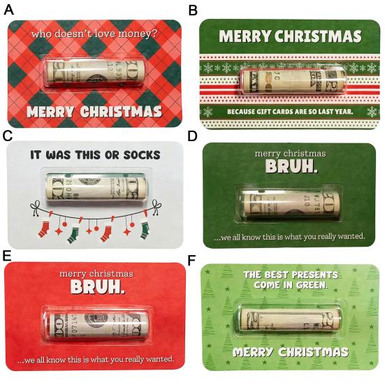 Bruh Money Holder Christmas Tree Hanging Cash Holder Card Decoration Ornament Festival Party Holiday Money Gift
