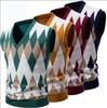 Mens Argyle Knitwear Vest V Neck Sleeveless Casual Slim Fit Pullover Knitted Sweater Lightweight Vests