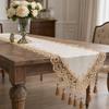 Lace Table Runner with Tassels, Vintage Lace Dining Table Runner, Coffee Table Runners, Waterproof Oil-Proof Exquisite Table Runner for Dining