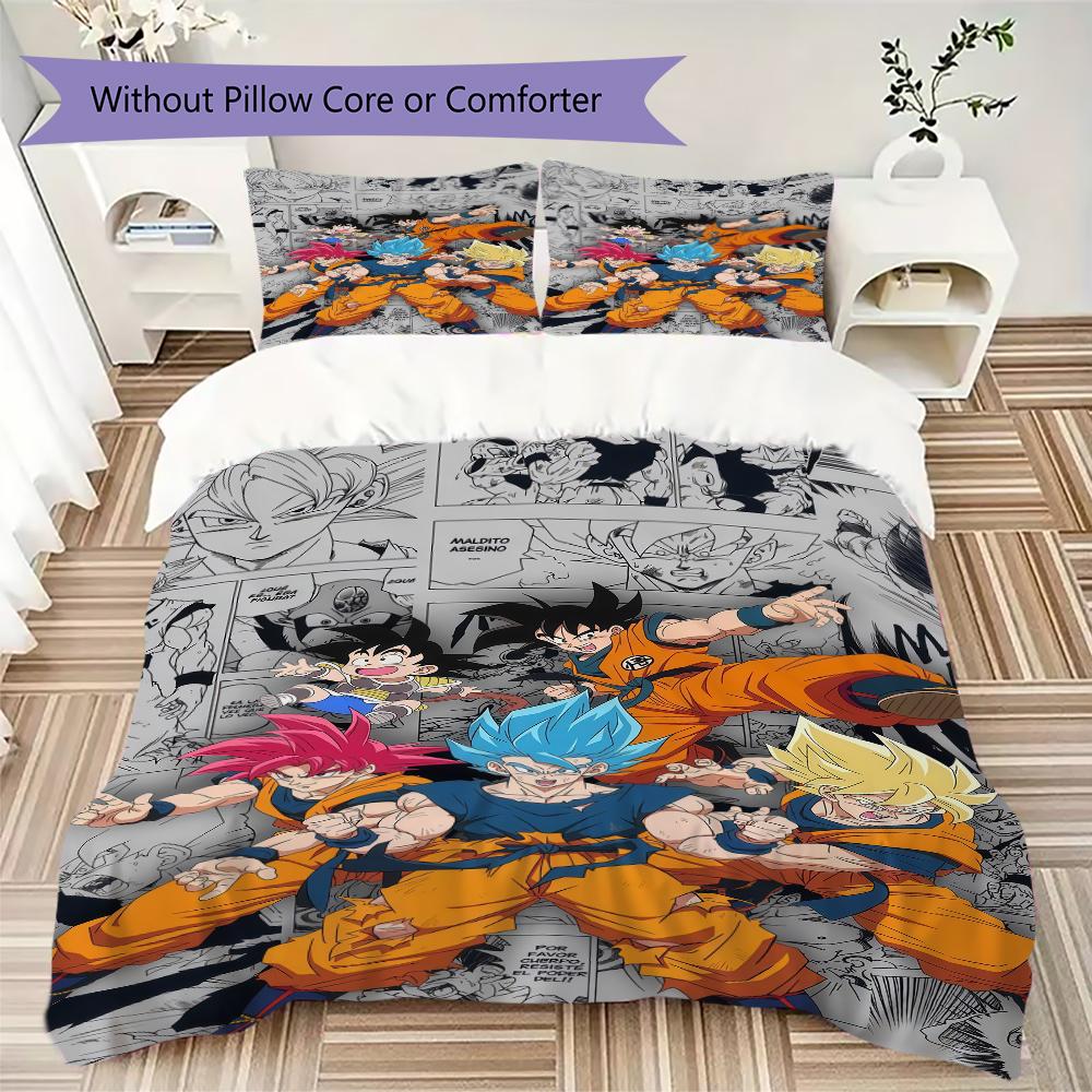 Dragon Ball Super Duvet Cover, 3pcs Bedding Set, Digital Print, No Filling, Multi-Size, Kids Gift -HYQ11