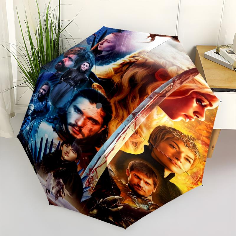 Game of Thrones Fashionable Automatic Opening/Closing Folding Umbrella. Portable and Foldable, Ideal for Gift, Travel, and Daily Use.