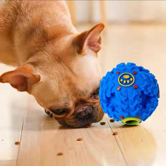 Dog Treat Ball Toy Squeaky Interactive Pet Feeder Toy Dog Chew Ball Food Dispenser for Teeth Grinding