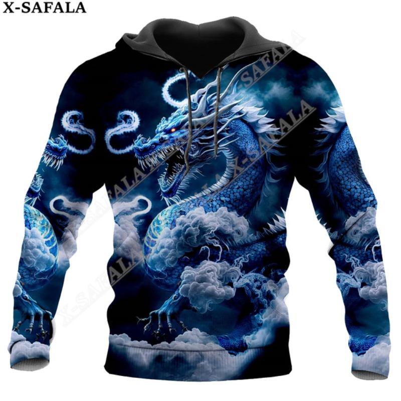 Мифический дракон искусство луна 3D принт молния толстовка мужской женский пуловер толстовка с капюшоном куртка трикотажное пальто спортивные костюмы-1