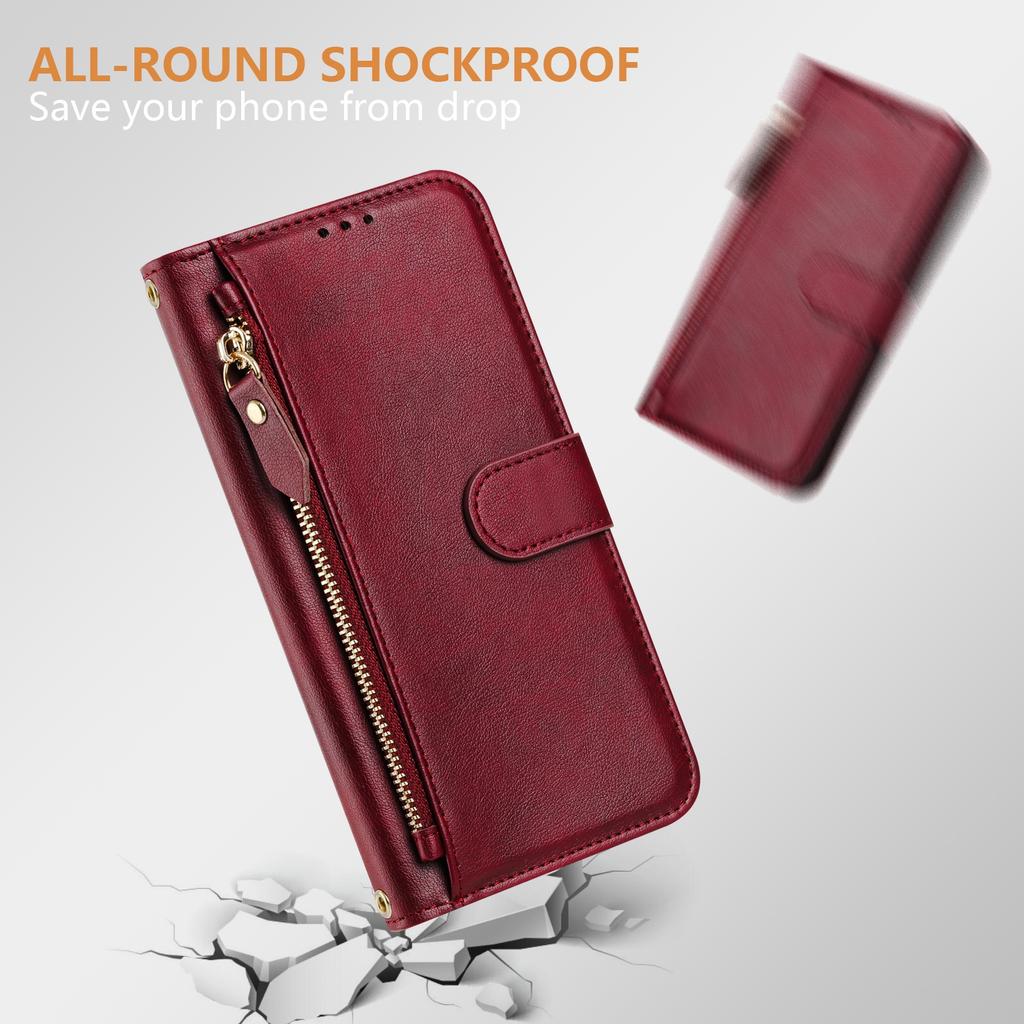 Для Xiaomi Redmi 15C 4G (Глобальный) (171 мм)/Poco C85 4G (171 мм) Чехол Карман на молнии Множество слотов для карт Кожаный чехол для телефона