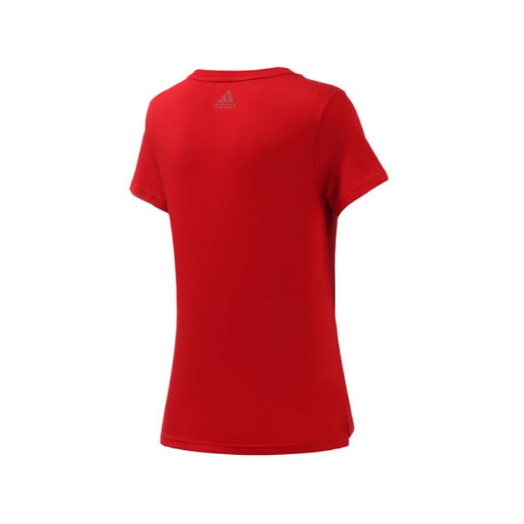 Adidas Round Neck Casual Logo Short Sleeve T-Shirt Women T-Shirts Red EH3876