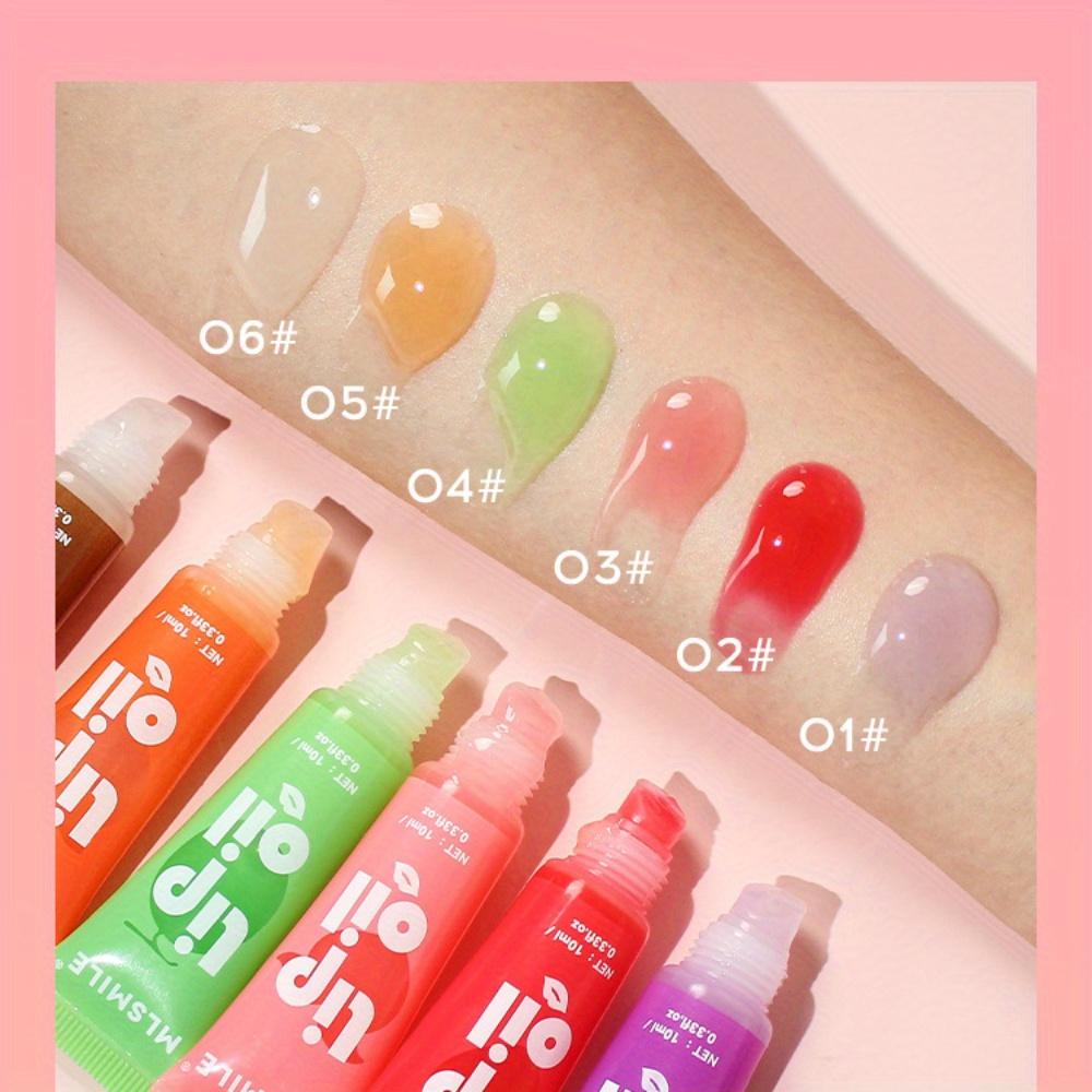 6 цветов клубничный фруктовый блеск для губ Бальзам для губ Масло для губ Увлажняющее увлажняющее зеркало Жидкая помада Изменение цвета Глазурь для губ