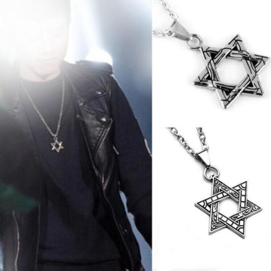 Unisex Hip Hop Hexagram Shape Pendant Necklace Chain Jewelry Accessory