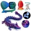3D Printed Dragon Egg with Dragon Full Articulated Dragon Modle Movable Rotatable Articulated Desktop Ornament Kid Toy