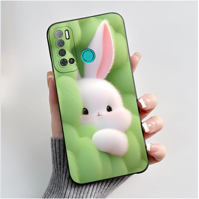 Для Tecno Pouvoir 4 Pouvoir 4 Pro LC7 LC8 Чехол Роскошный Милый Кролик с Сердечками Смешной Чехол для Телефона Черный Силиконовый Защитный Задний Чехол