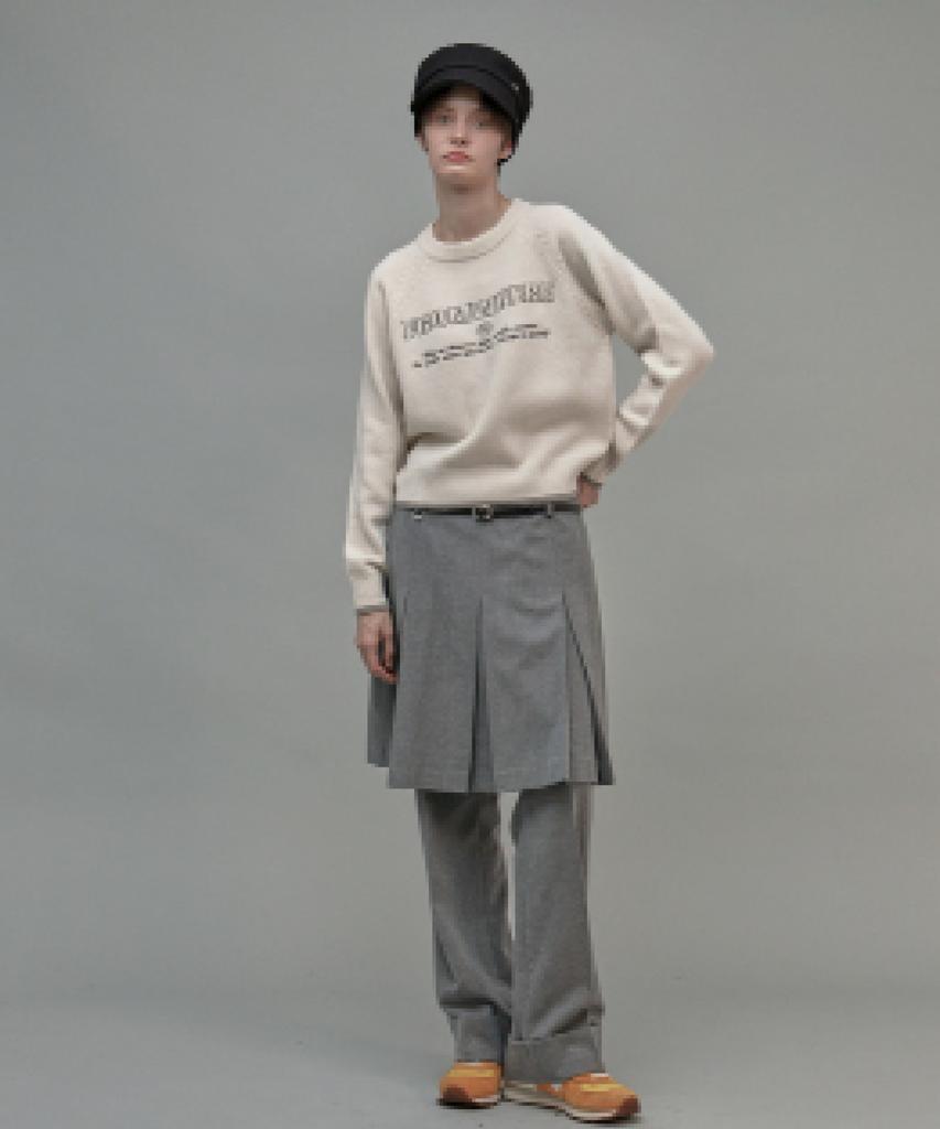 FROMWHERE Embroidery Wool Sweater Cream
