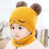 Warm Baby Beanie Cap Windproof Hat Scarf Set Winter Kids Knitted Hat  Toddler