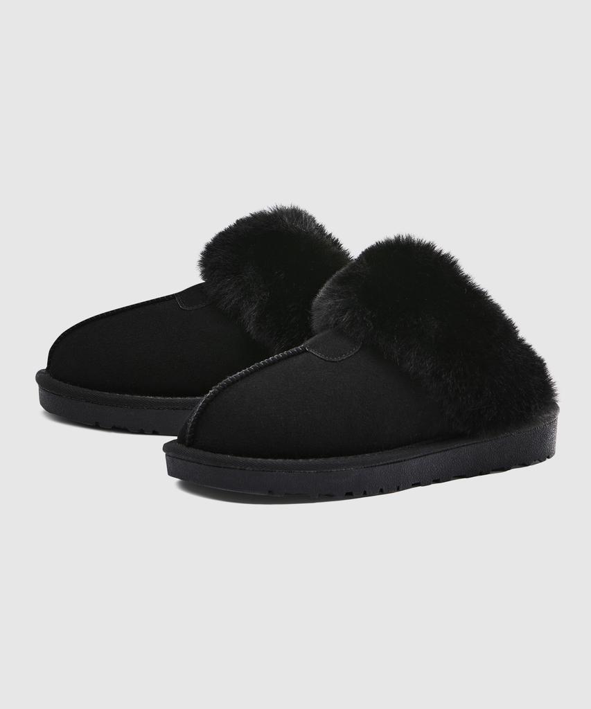 Женские зимние меховые тапочки Nina на платформе 2,5 см, на заказ (Cw0058Bk)