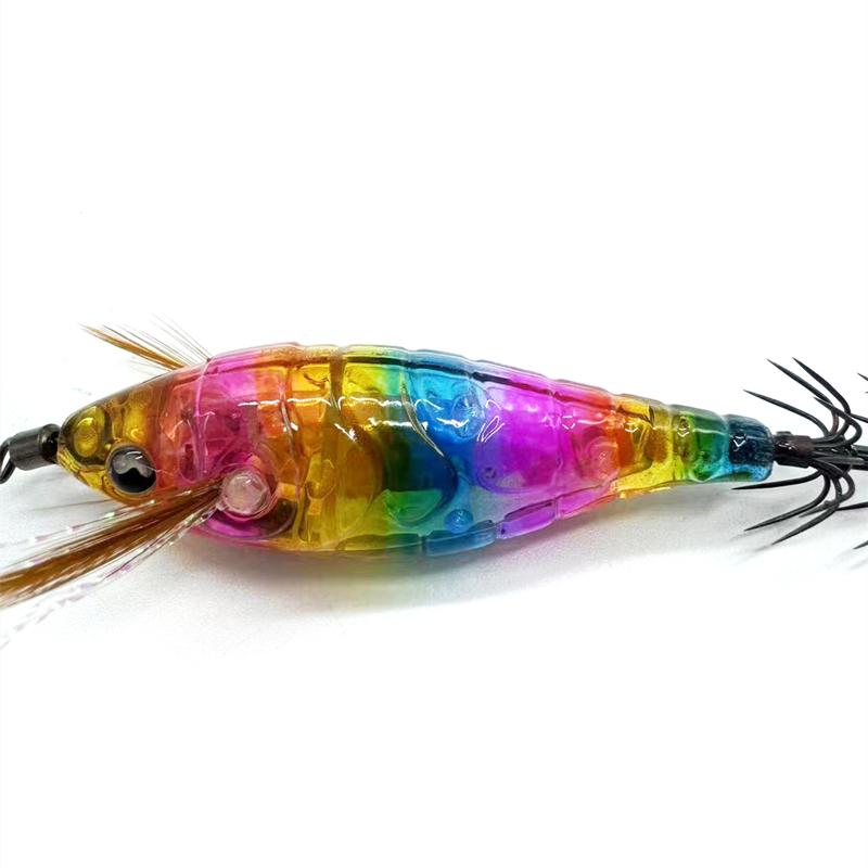 7.5cm Glow Horizontal Shrimp Squid Hook ABS Sea Fishing Fish Bait Cuttlefish Egi Squid Lure Squid Jig Laser Painting Shrimp Lure