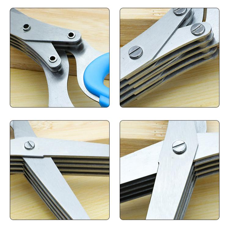 Stainless Steel Kitchen Scissors with Five Layers of Scallion Spice Shredded Food Office Paper Scissors
