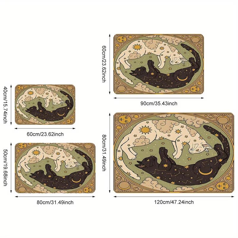 VIKAMA Yin Yang Cat Floor Mat Soft Creative Doormat Welcome Mat Bedroom Living Room Indoor Outdoor Carpet Home Decor