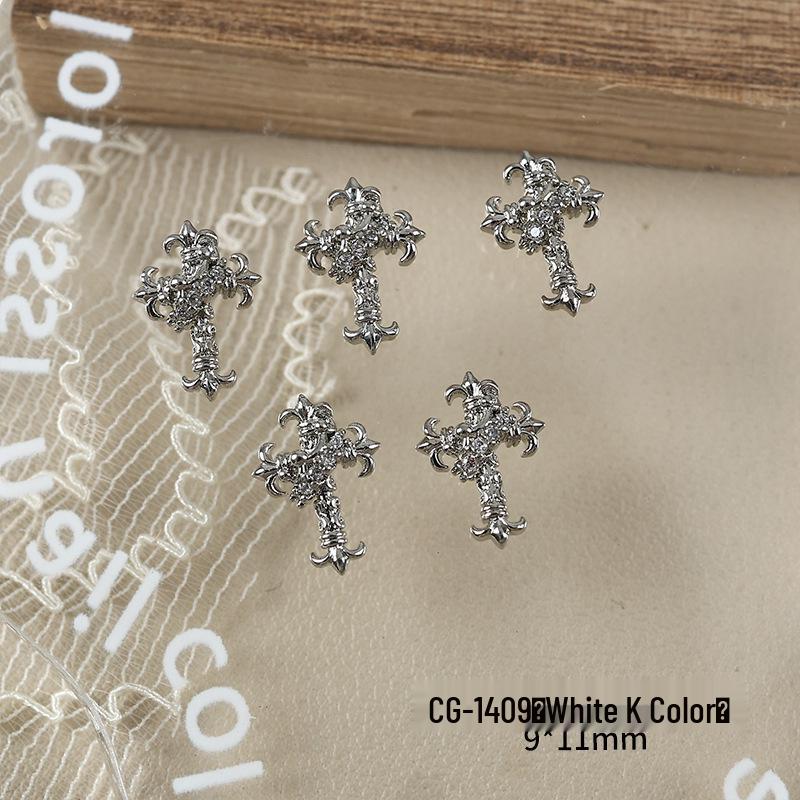 Роскошные стразы из циркония в виде креста для декора ногтей - Накладные ногти в темном ретро-стиле