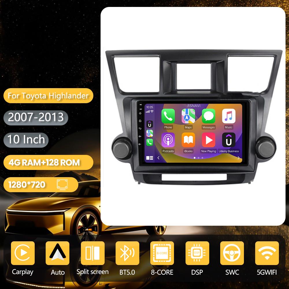 Android 16 pour Toyota Highlander 2 XU40 2007-2013, Carplay Auto, écran 2K, autoradio, lecteur multimédia, autoradio stéréo, unité principale
