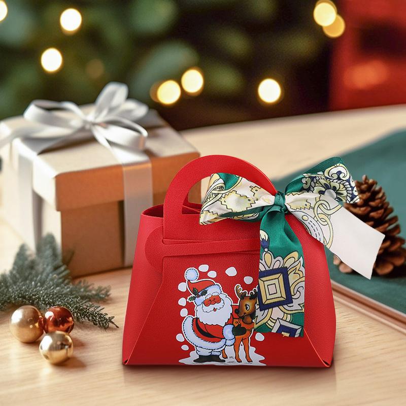 1 шт. рождественская вечеринка декор ручной подарочный пакет рождественские коробки конфет с принтом Санта-Клауса коробка конфет из искусственной кожи