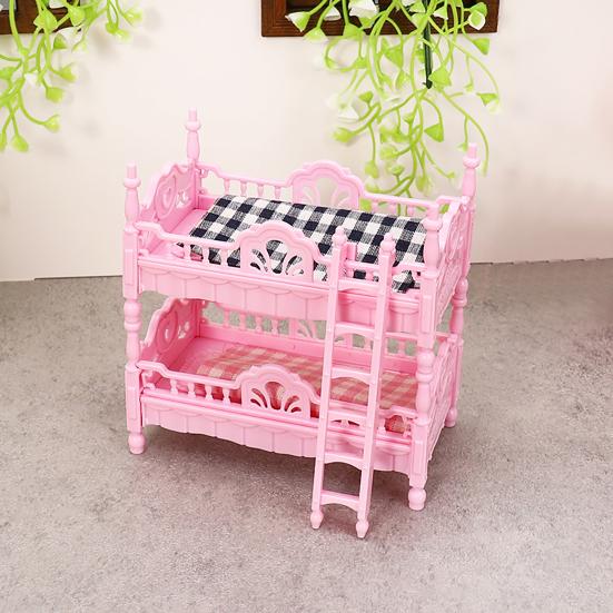 Doll Mansion Furniture Set Miniature Dressing Table Bunk Bed Bedside Table Dolls Bedroom Accessories for Kids Pretend Play