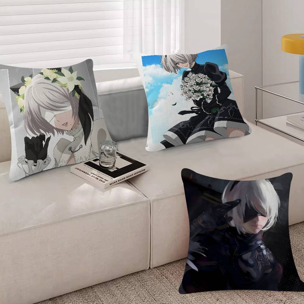 Game Nier Automata Cartoon Pillow Cushion Cover Pillowcase Living Room Sofa Home Decor