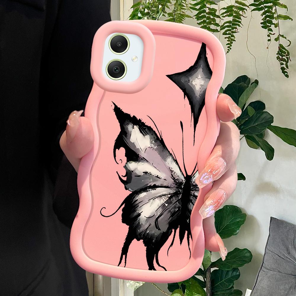 Черный мягкий чехол-бабочка для телефона Samsung Galaxy A52 A73 A12 S24 Ultra 5G S23 S22 S21 S20 FE Wave Edge противоударный защитный резиновый чехол