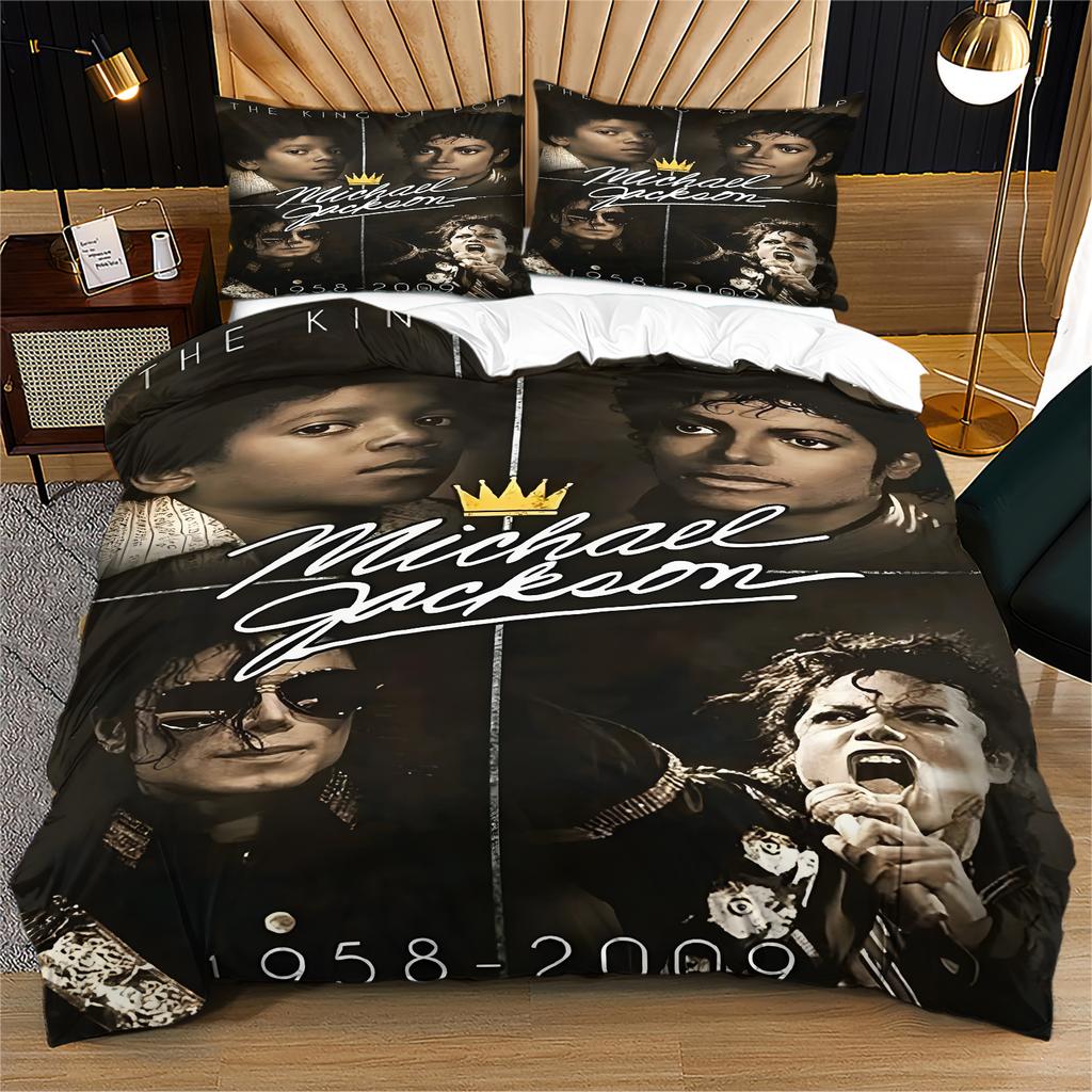Michael Jackson Print Duvet Cover Set Classic The King Of Pop Collage Bedding Set Retro Cozy Quilt Cover Sets Bedroom Decor Gift