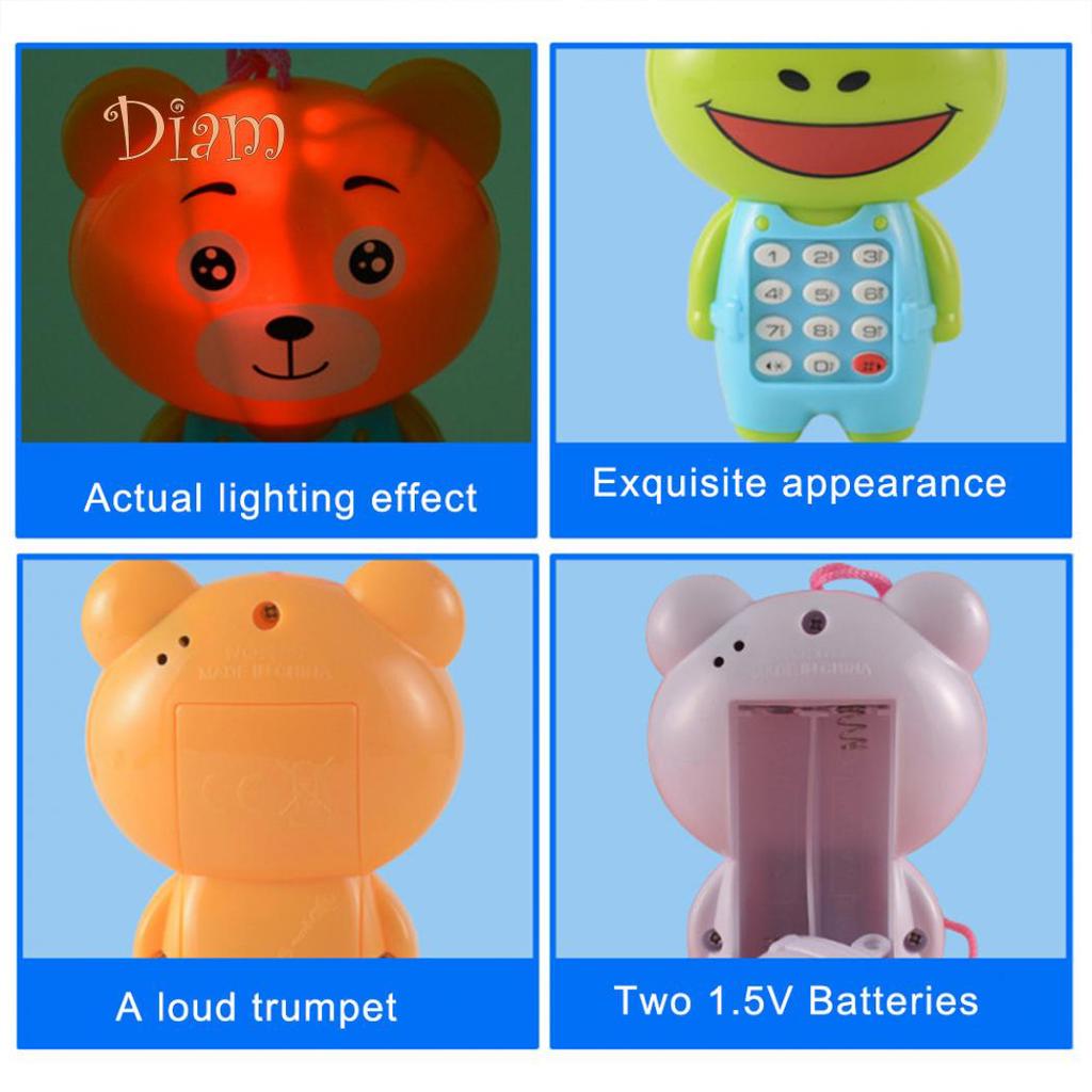 OBS Toy Product Cartoon Frog Animal LED Music Mobile Phone with Lanyard Educational Kids