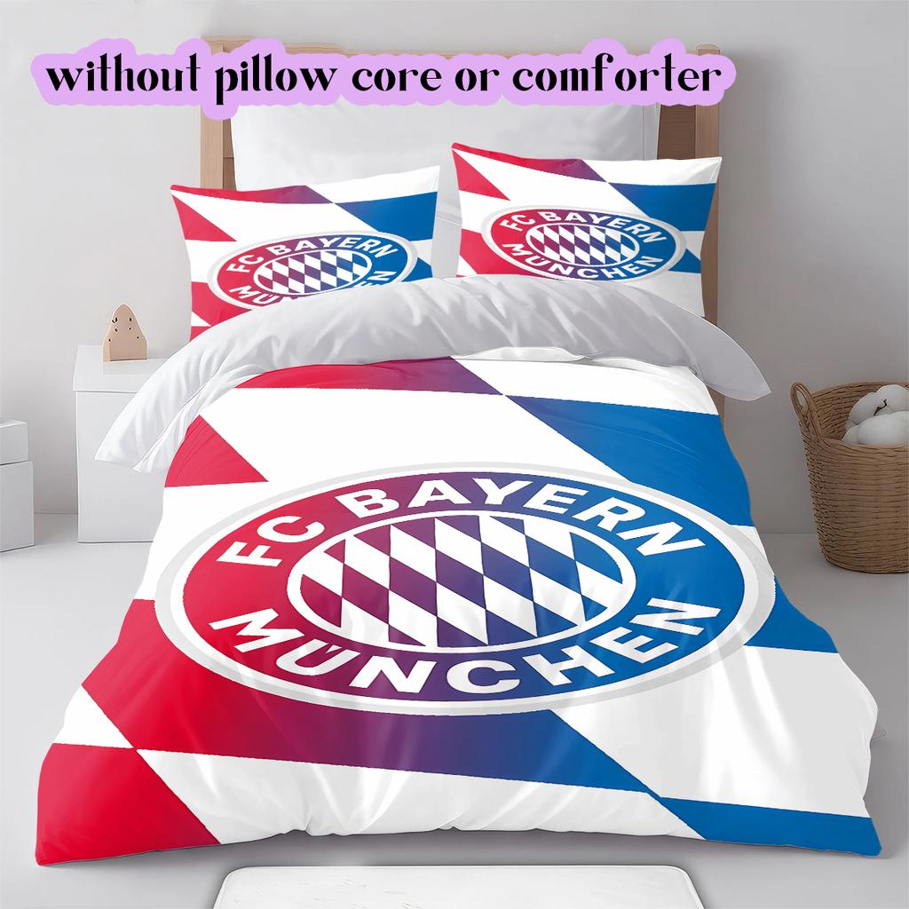 FC Bayern Munich Pattern Bedding Quilt Set Quilt Cover Pillowcase Home Decoration Birthday Gift (1 * duvet cover + 2 * pillowcase, without core)